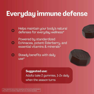 URVI® Immune Support Gummies - Vitamin C, D3 K2, E, Niacin, Zinc & Selenium with Elderberry & Echinacea