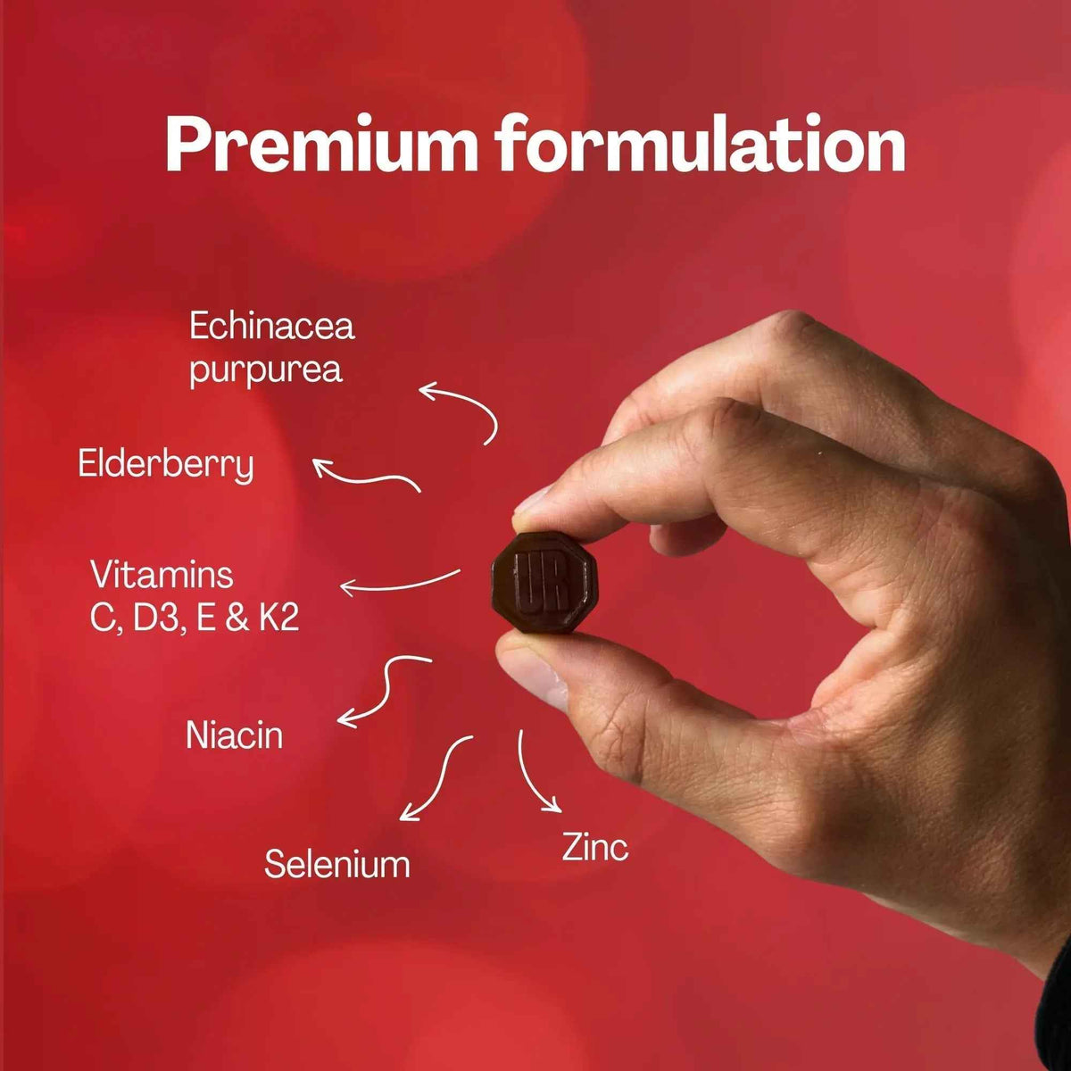 URVI® Immune Support Gummies - Vitamin C, D3 K2, E, Niacin, Zinc & Selenium with Elderberry & Echinacea