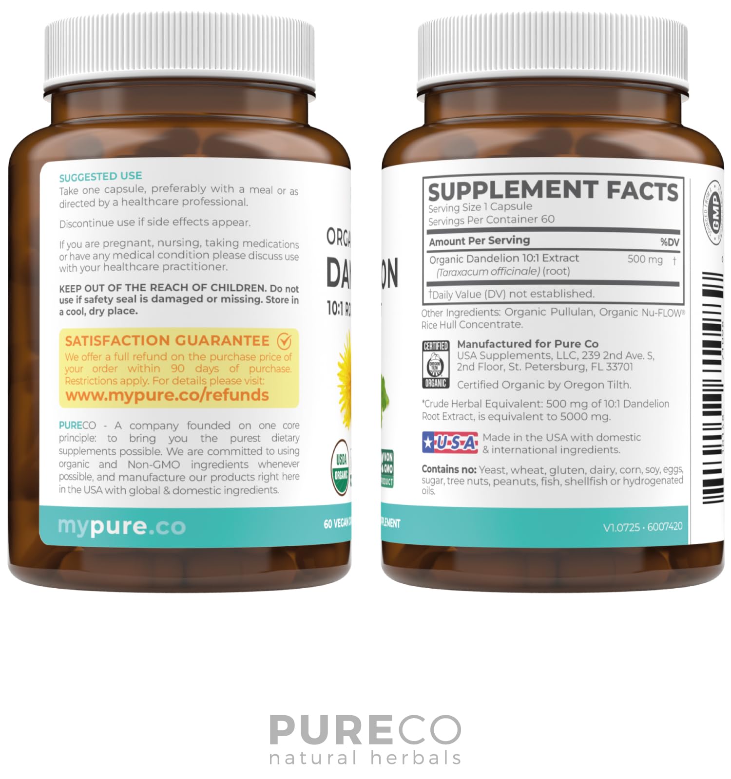 USDA Organic Dandelion Root Extract - High Potency 10:1 Dandelion Root Supplement with 5000mg Herbal Equivalent Strength for Liver Cleanse Detox & Repair Support - Vegan & Non-GMO (2 Month Supply) - PrimeBioHealth - canada supplements