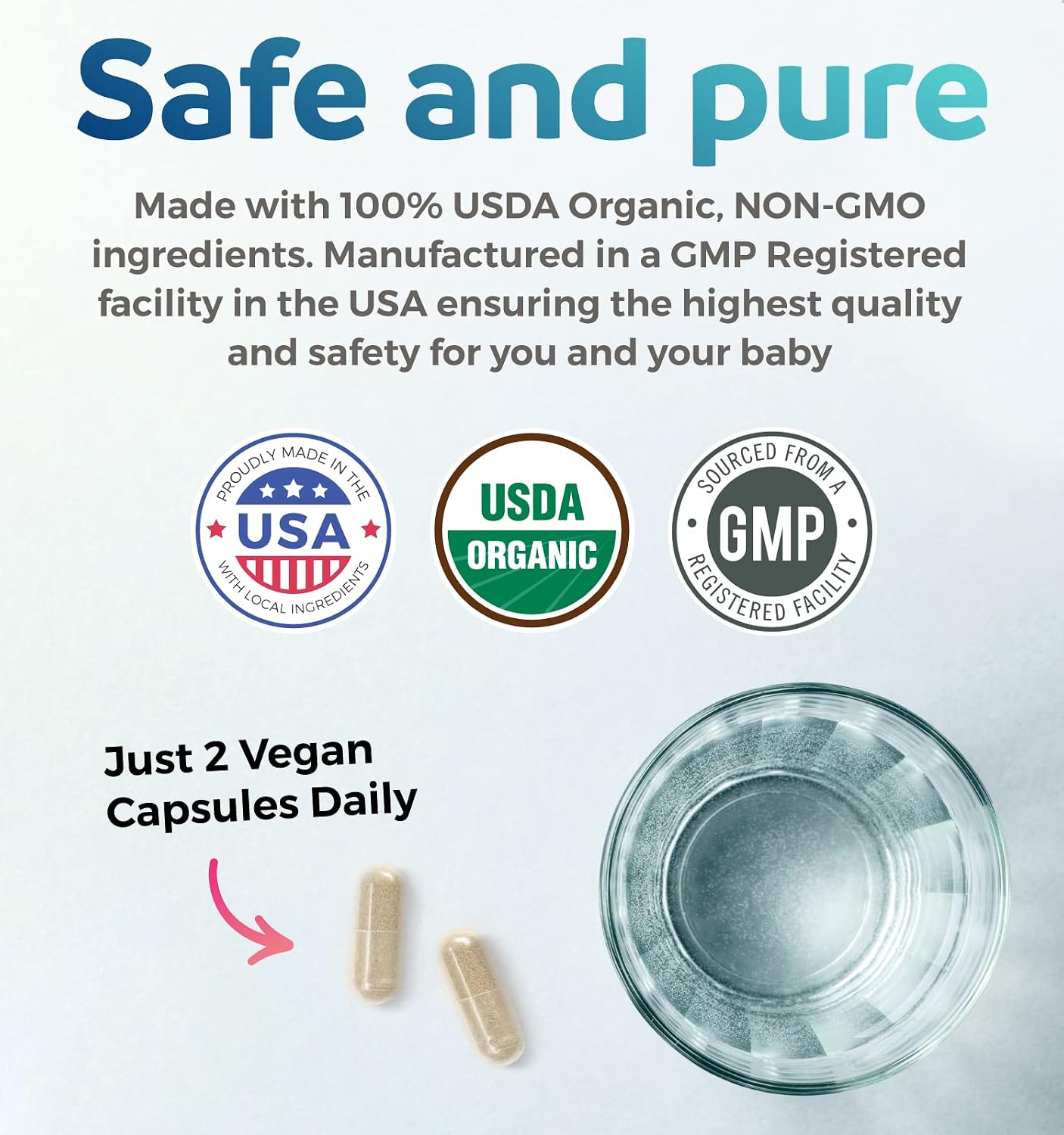 USDA Organic Lactation Supplement - Increase Milk Supply with Herbal Breastfeeding Support - Aid for Mothers - Organic: Fenugreek Seed, Fennel & Milk Thistle - 60 Vegan Capsules (No Pills or Cookies) - PrimeBioHealth - canada supplements