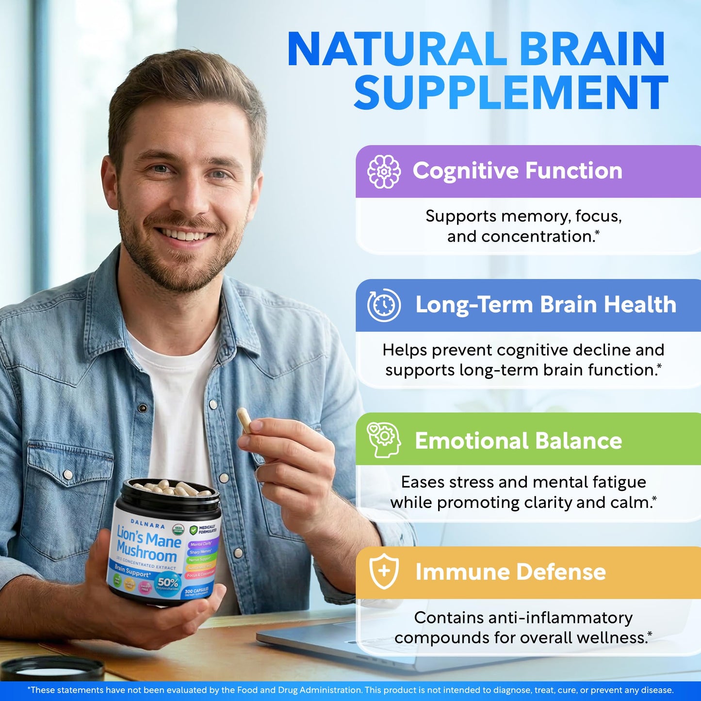 USDA Organic Lion's Mane, 50% Polysaccharides, 120ct | Focus | Brain Health - PrimeBioHealth - canada supplements
