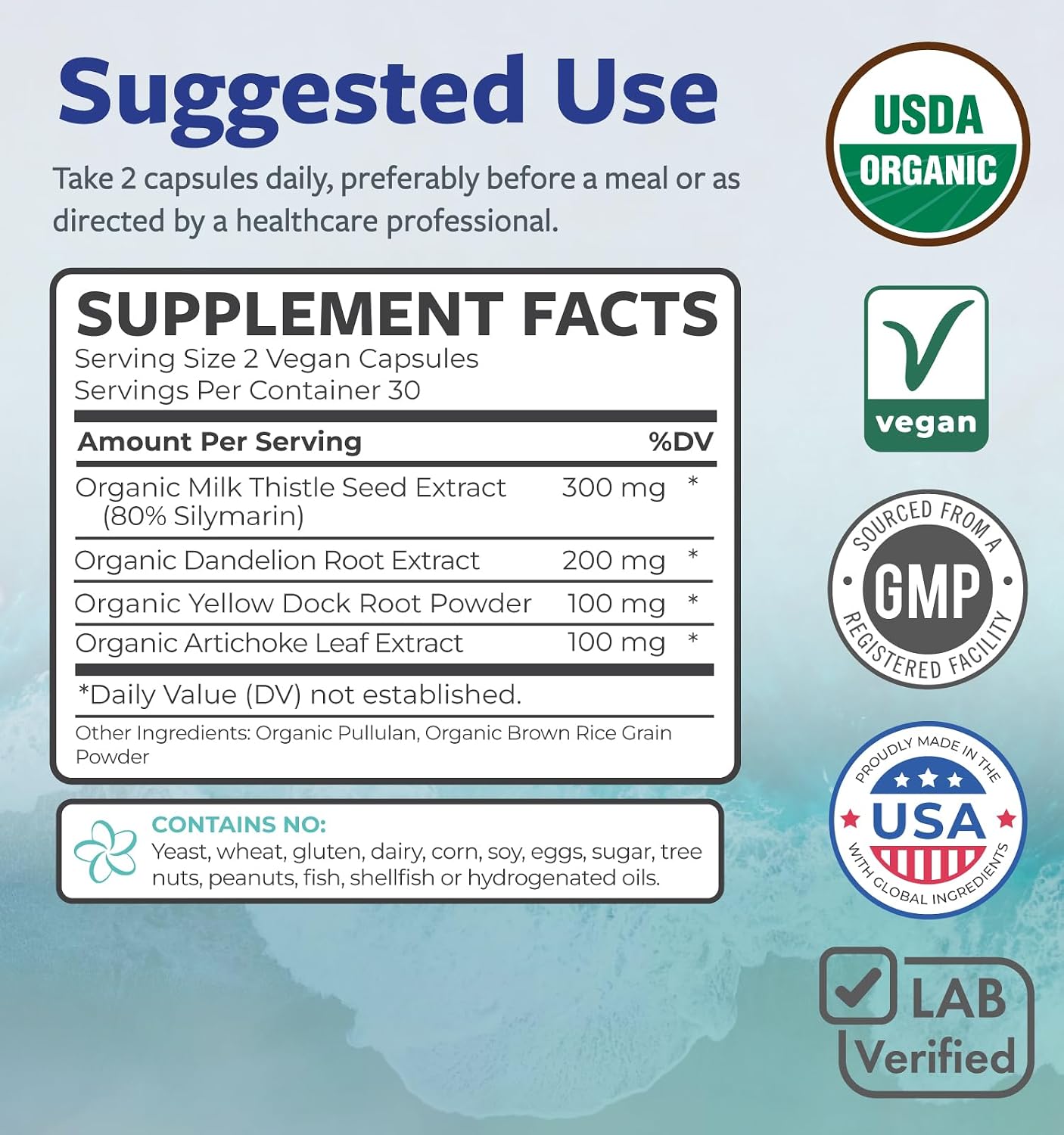 USDA Organic Milk Thistle and Dandelion Root - Silymarin Milk Thistle Liver Detox Cleanse Formula with Artichoke Extract for Comprehensive Liver Support - Vegan Non-GMO & Lab Verified (1 Month Supply) - PrimeBioHealth - canada supplements