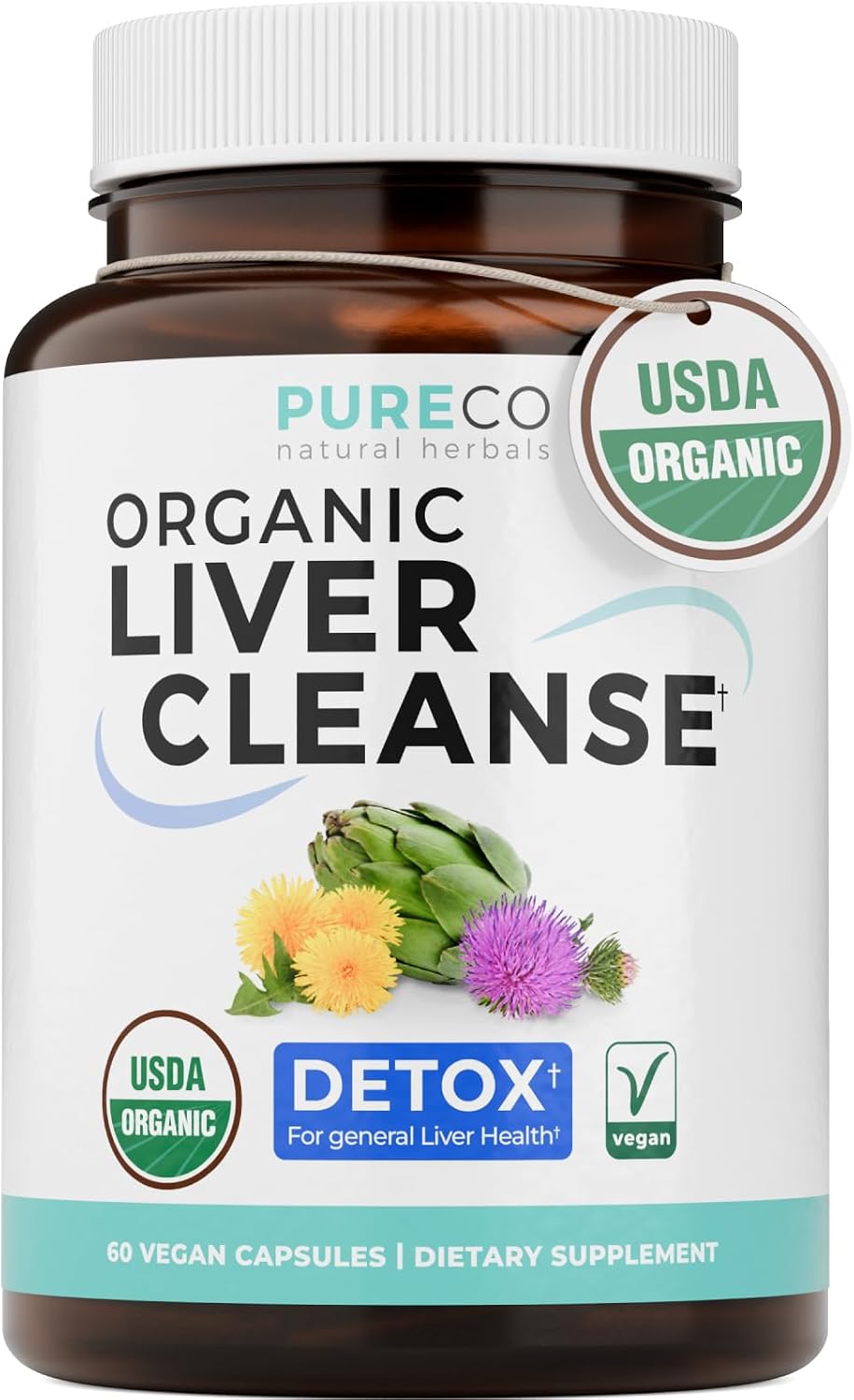 USDA Organic Milk Thistle and Dandelion Root - Silymarin Milk Thistle Liver Detox Cleanse Formula with Artichoke Extract for Comprehensive Liver Support - Vegan Non-GMO & Lab Verified (1 Month Supply) - PrimeBioHealth - canada supplements