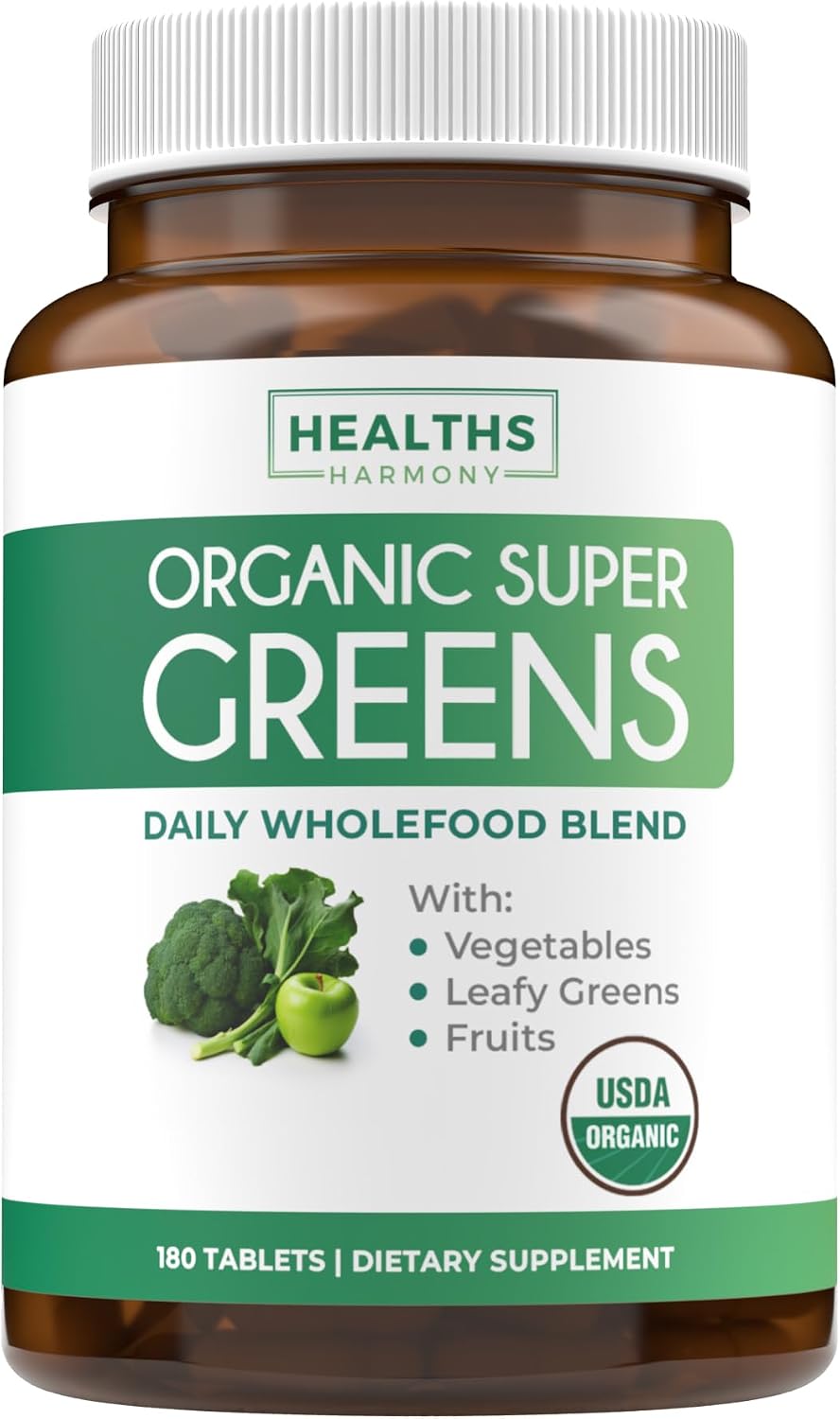 USDA Organic Super Greens Supplement - Organic Greens Fruits and Vegetable Supplement for Adults with 28 Superfood Complex with Superfruits Roots Herbs & More - Vegan & Non-GMO (Up to 3 Month Supply) - PrimeBioHealth - canada supplements