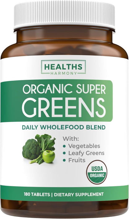 USDA Organic Super Greens Supplement - Organic Greens Fruits and Vegetable Supplement for Adults with 28 Superfood Complex with Superfruits Roots Herbs & More - Vegan & Non-GMO (Up to 3 Month Supply) - PrimeBioHealth - canada supplements