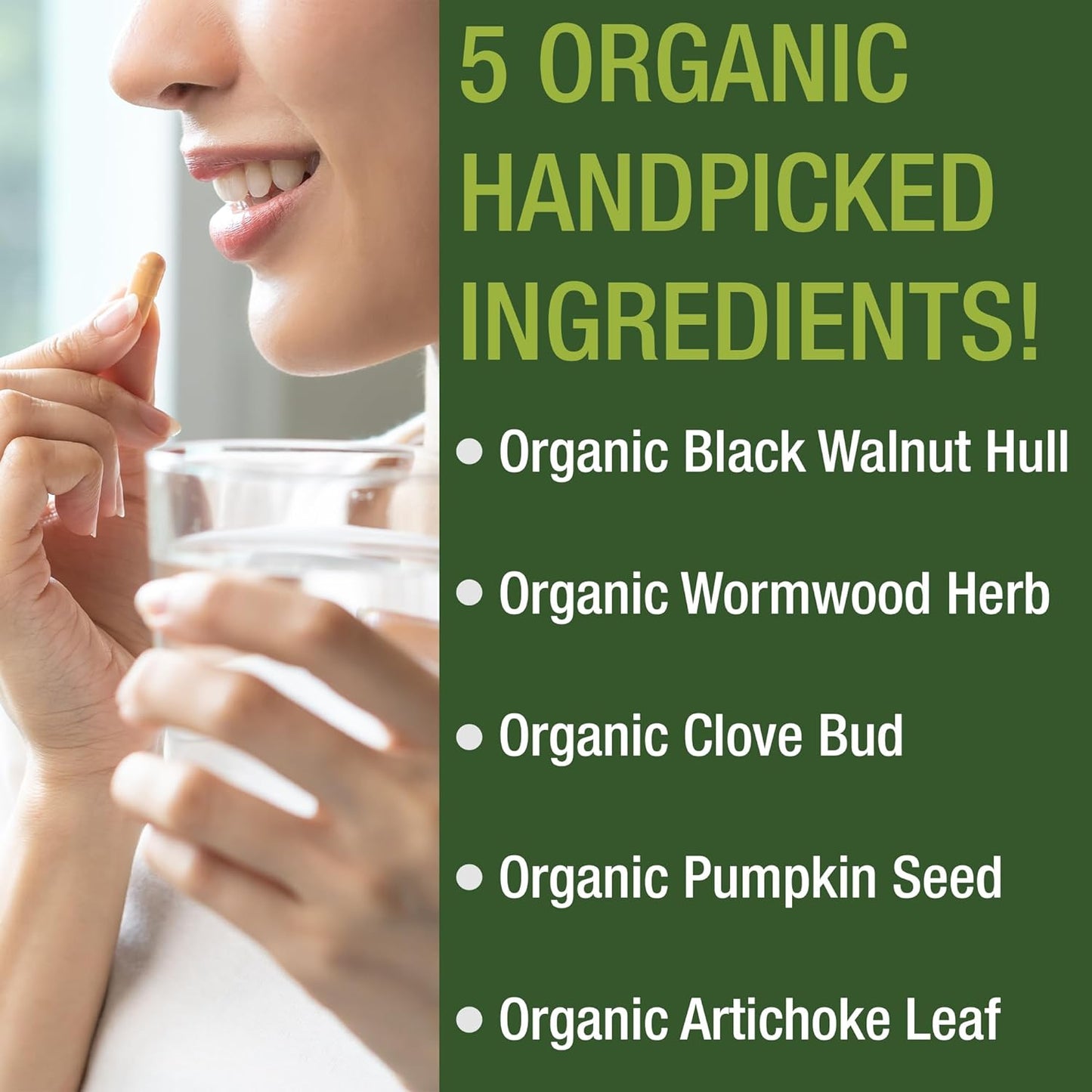USDA Organic Wormwood Black Walnut Clove Cleanse for Humans. Elimination Detox + Intestinal Support Capsules Supplement for Adults and Kids. Pills with Artichoke and Pumpkin Seed for Added Benefits - PrimeBioHealth - canada supplements