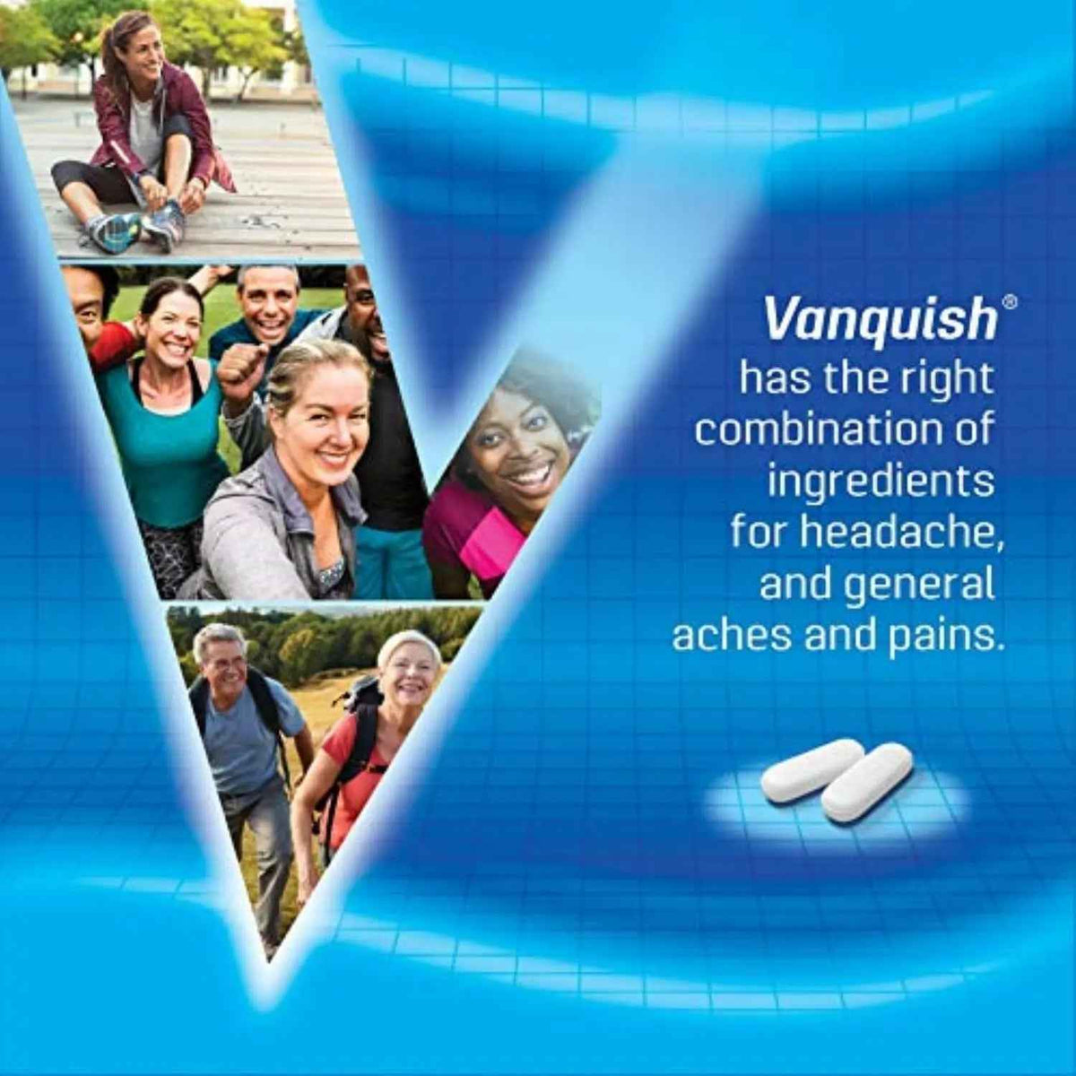 Vanquish Headache Relief, Acetaminophen, Aspirin, Caffeine, 100 Caplets, Packaging May Vary