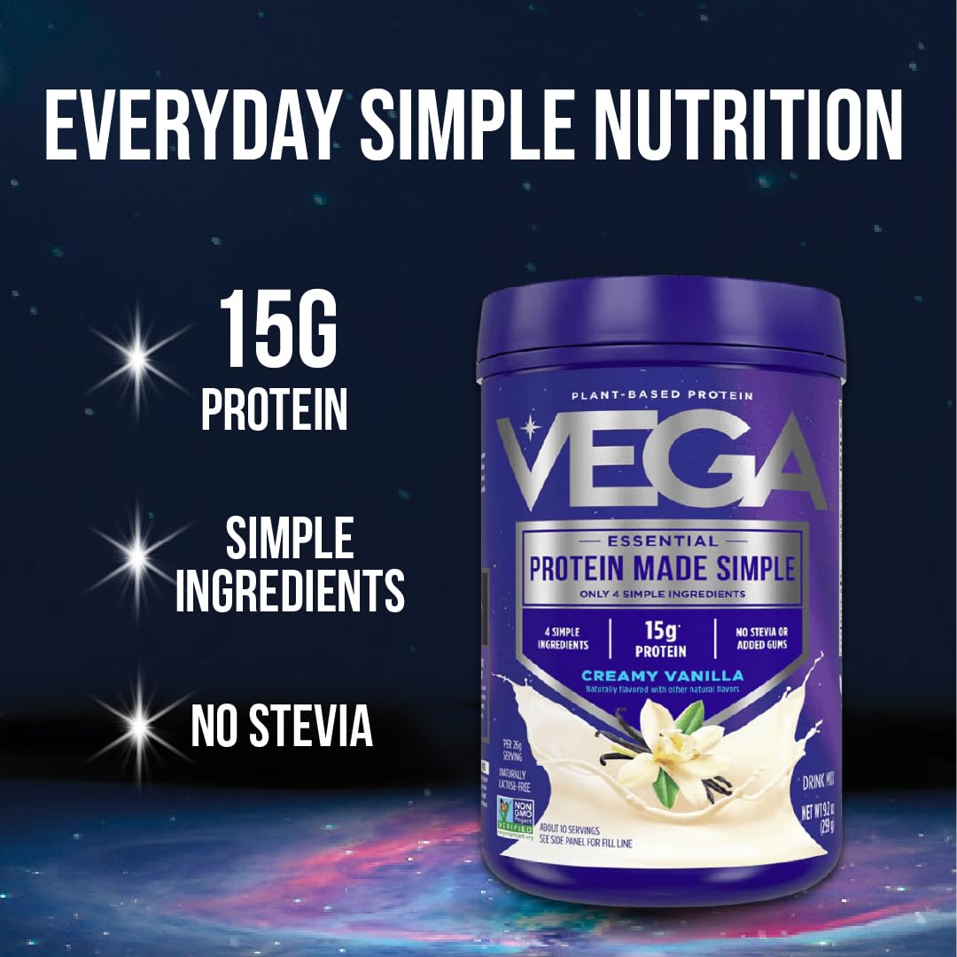Vega Protein Made Simple - 15g Plant-Based Pea Protein, Chocolate, 39 Servings, Stevia Free, No Artificial Sweeteners or Gums, Non-GMO, Gluten Free, - PrimeBioHealth - canada supplements