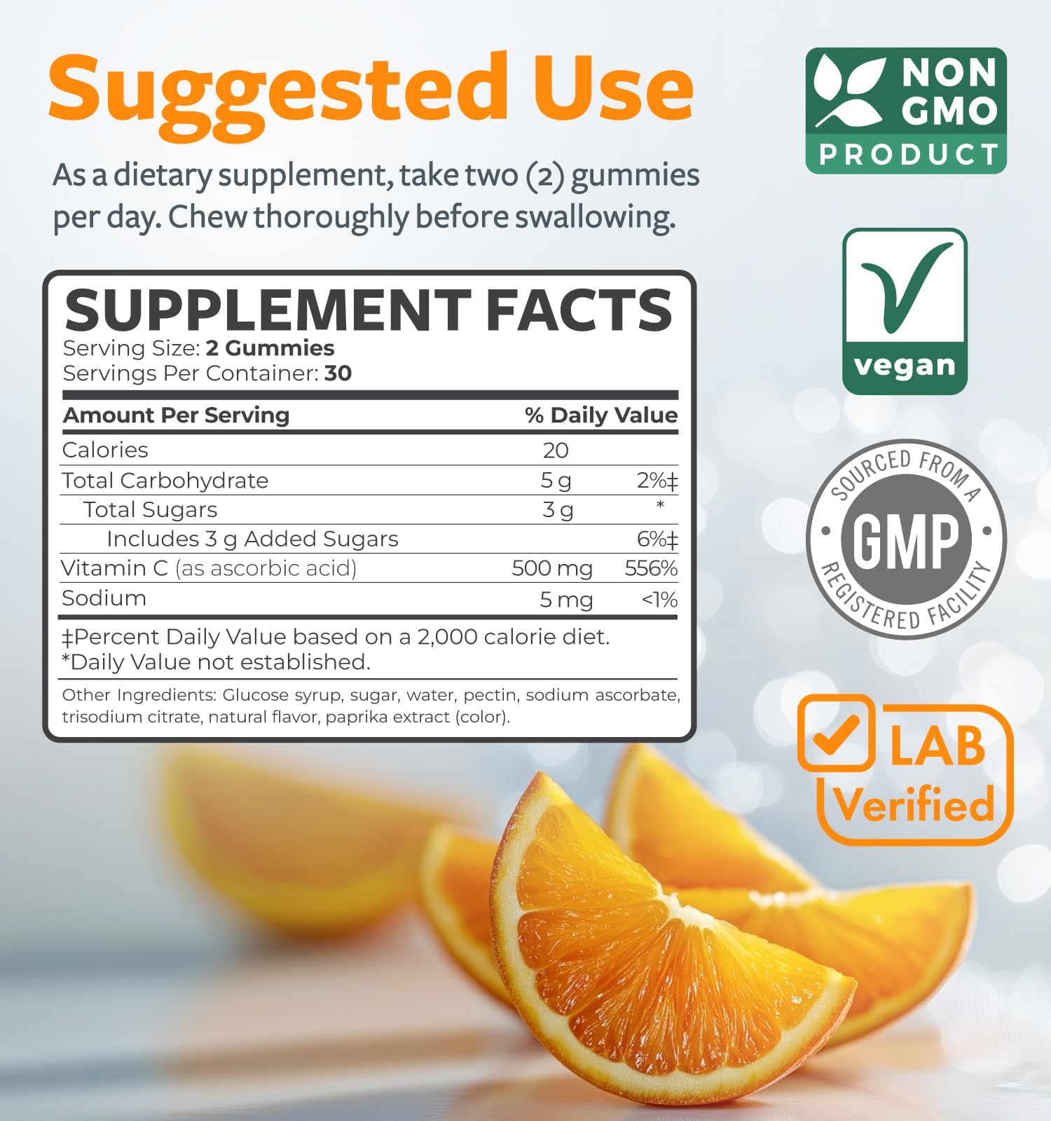 Vegan Vitamin C Gummies for Adults - Immune Support Gummies with Chewable Vitamin C 500mg per Serving for Daily and Seasonal Wellness - High Potency Non-GMO Formula - Orange Flavor (1 Month Supply) - PrimeBioHealth - canada supplements