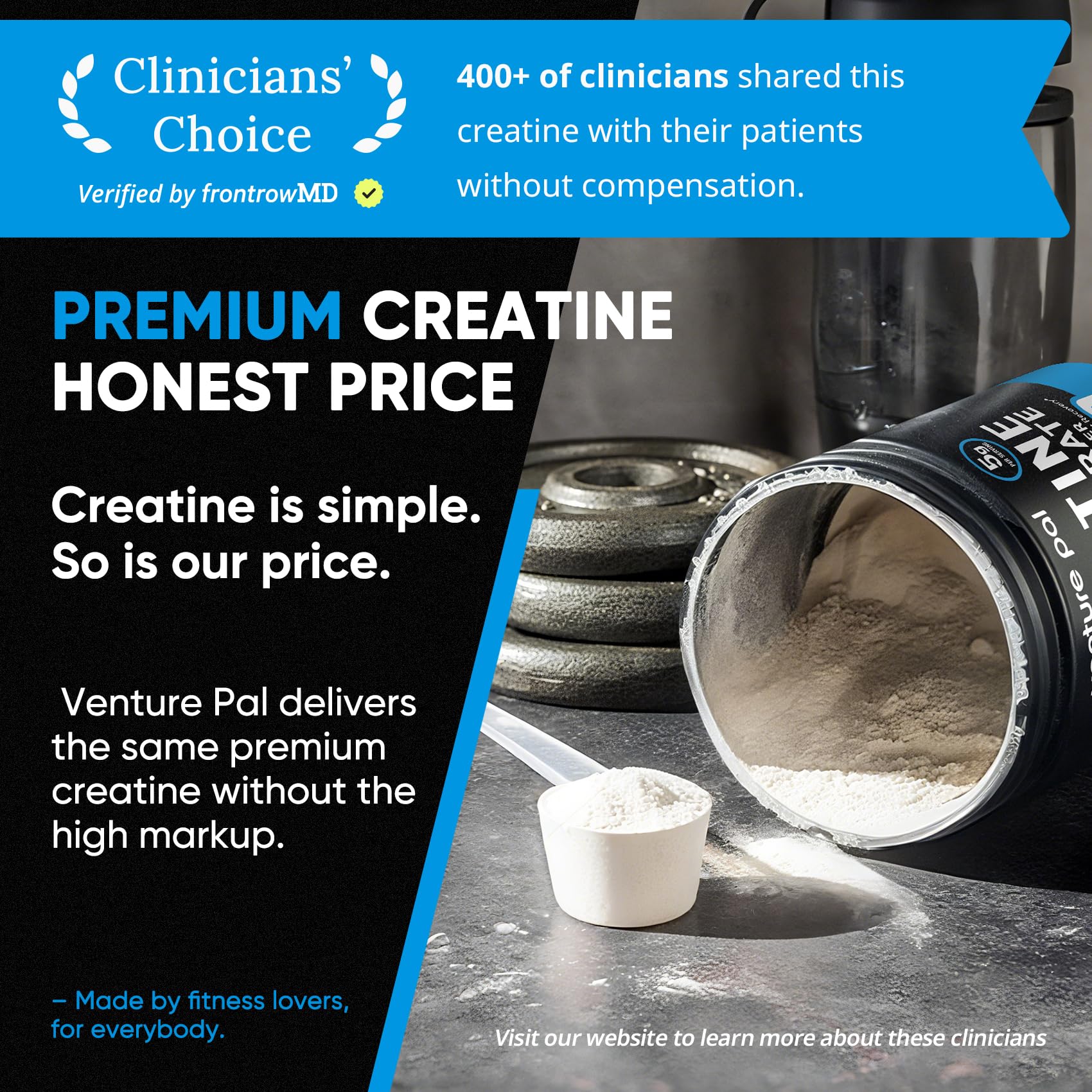 Venture Pal 100% Pure Micronized Creatine Monohydrate Powder, Unflavored Creatine for Women & Men, Vegan, Keto, Gluten Free, 5 g (5000mg) per Serving - PrimeBioHealth - canada supplements