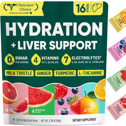 Venture Pal Hydration Packets + Liver Support- Liquid Daily IV Electrolyte Powder Packets with 7 Electrolytes & 5 Vitamins, Milk Thistle + L-Theanine | Sugar-Free - PrimeBioHealth - canada supplements