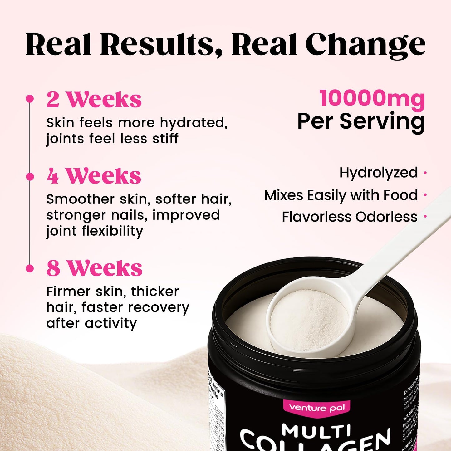 Venture Pal Multi Collagen Powder Type I, II, III, V, X – Hydrolyzed Collagen Peptides MSM, GC, Hyaluronic Acid Vitamin C | Collagen Supplement for Women - PrimeBioHealth - canada supplements