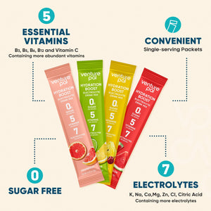 Venture Pal Sugar Free Electrolyte Powder Packets - Liquid Daily IV Hydration Packets for Rapid Rehydration | 7 Electrolytes & 5 Vitamins | Keto Friendly - PrimeBioHealth - canada supplements