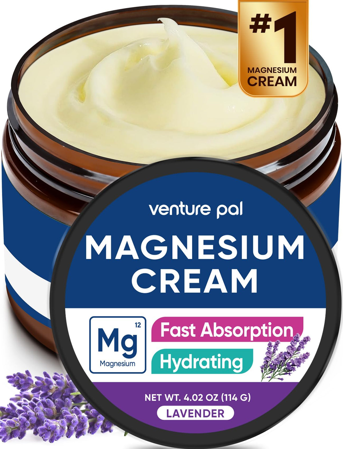 Venture Pal Topical Magnesium Cream, Fast-Absorbing Magnesium Moisturizing Lotion with Coconut Oil - PrimeBioHealth - canada supplements