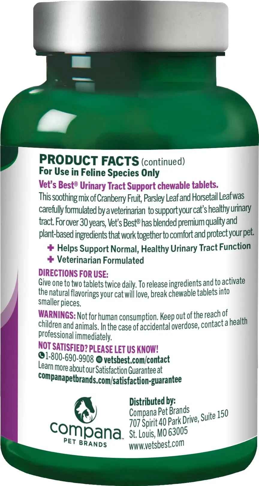 Vet's Best Cat Urinary Supplement, Urinary Tract Support Chewable for Cats, Supports A Healthy Urinary Tract in Cats, 60 Chewable Tablets