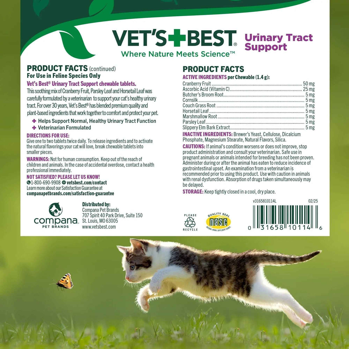 Vet's Best Cat Urinary Supplement, Urinary Tract Support Chewable for Cats, Supports A Healthy Urinary Tract in Cats, 60 Chewable Tablets