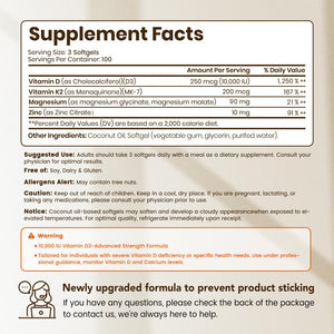 VEV Vitamin D3 K2 10,000 IU Magnesium Supplement – with Vitamin D and K (MK-7), Magnesium Glycinate & Malate, Zinc Citrate - PrimeBioHealth - canada supplements