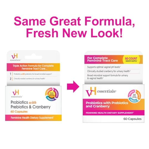 vH essentials Probiotics with Prebiotics and Cranberry Feminine Health Supplement - 60 Capsules - PrimeBioHealth - canada supplements