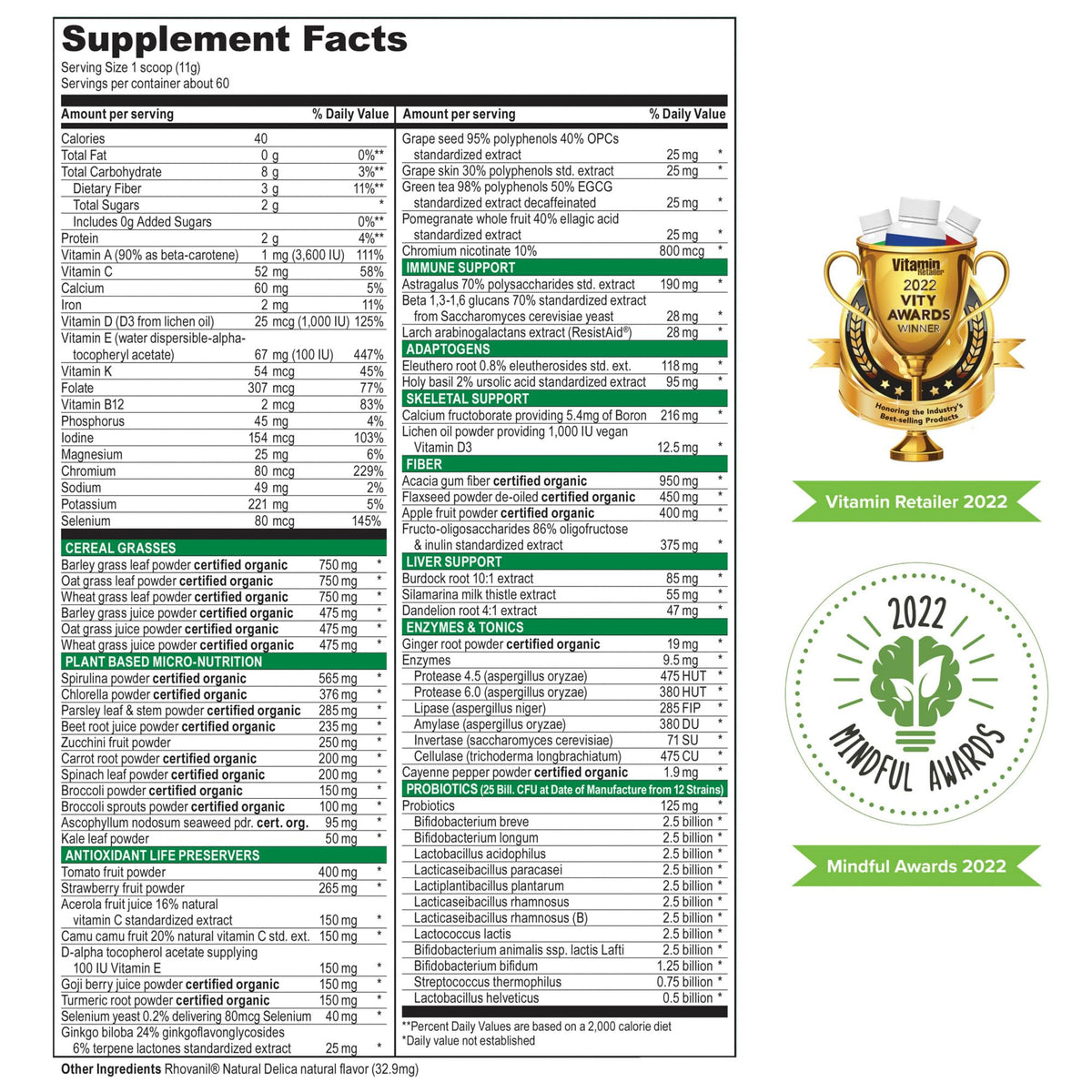 Vibrant Health, Green Vibrance, Vegan Superfood Powder, Boost Energy, 60 Servings - PrimeBioHealth - canada supplements