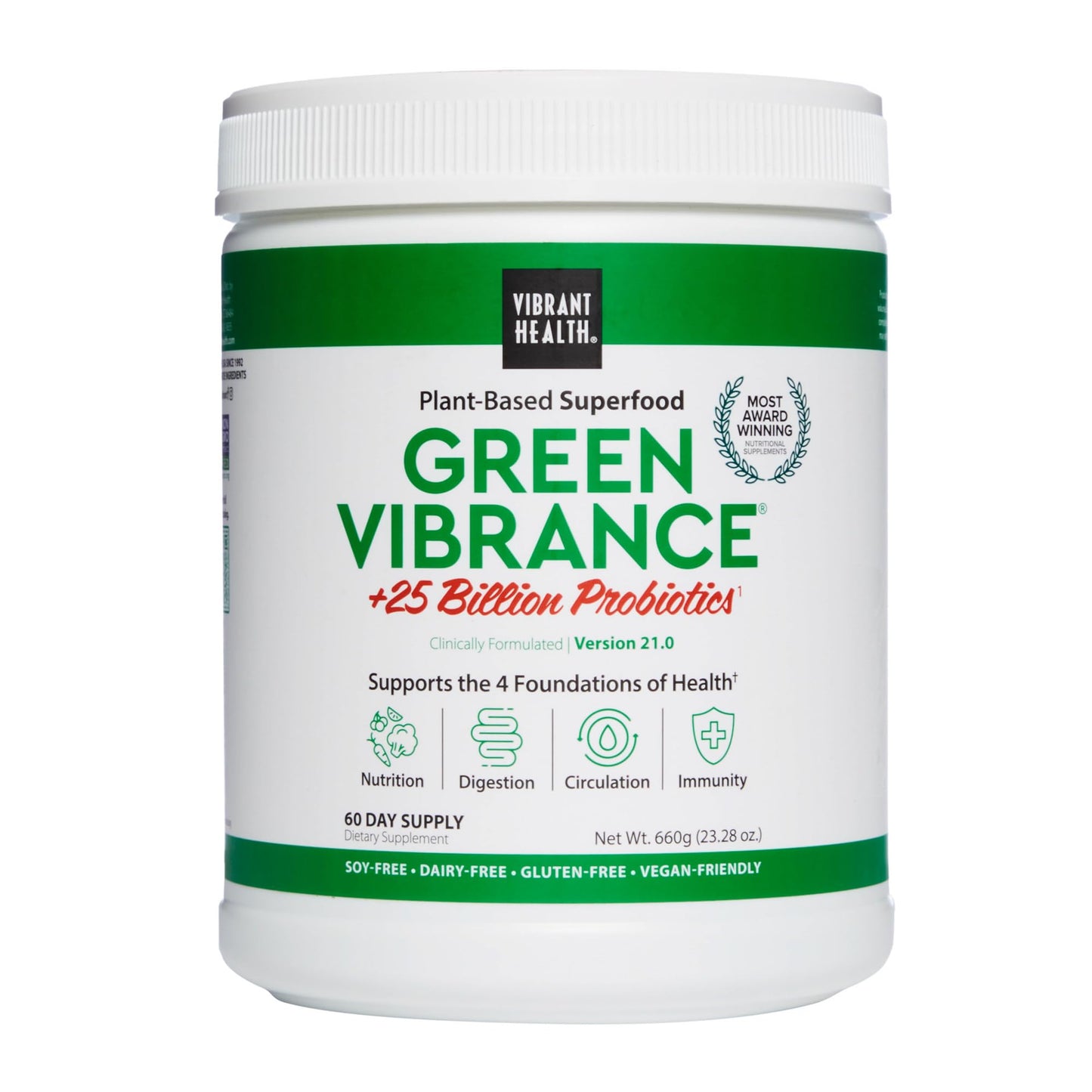 Vibrant Health, Green Vibrance, Vegan Superfood Powder, Boost Energy, 60 Servings - PrimeBioHealth - canada supplements