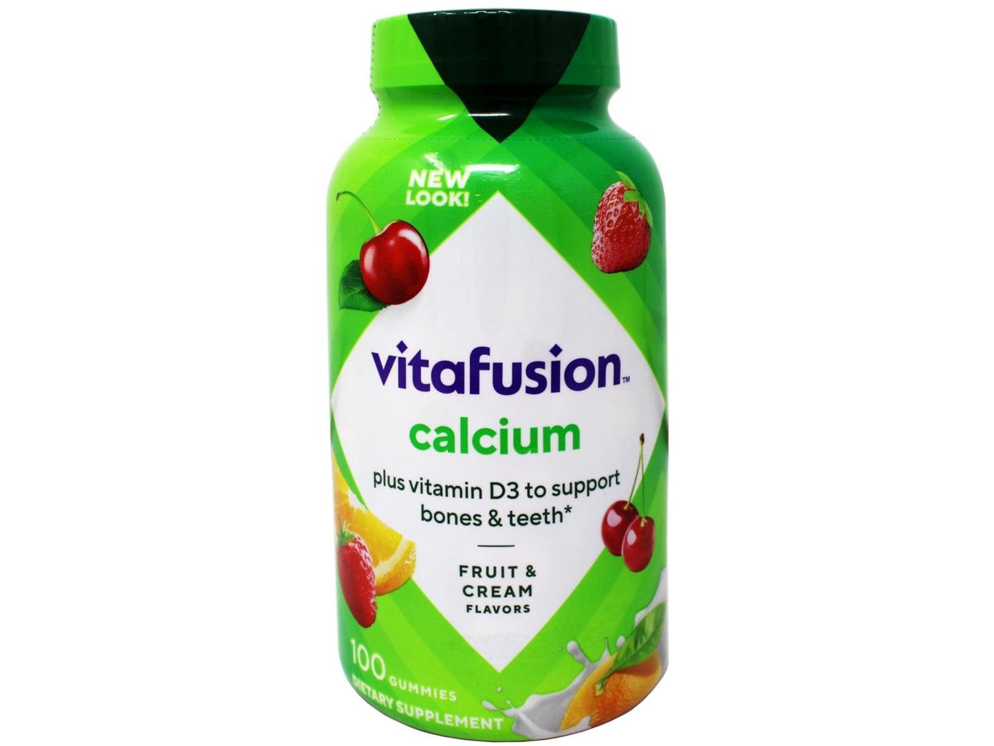 VitaFusion Calcium 500 mg Dietary Supplement Gummies Natural Fruit and Cream Flavors - 100 ct, Pack of 2 - PrimeBioHealth - canada supplements