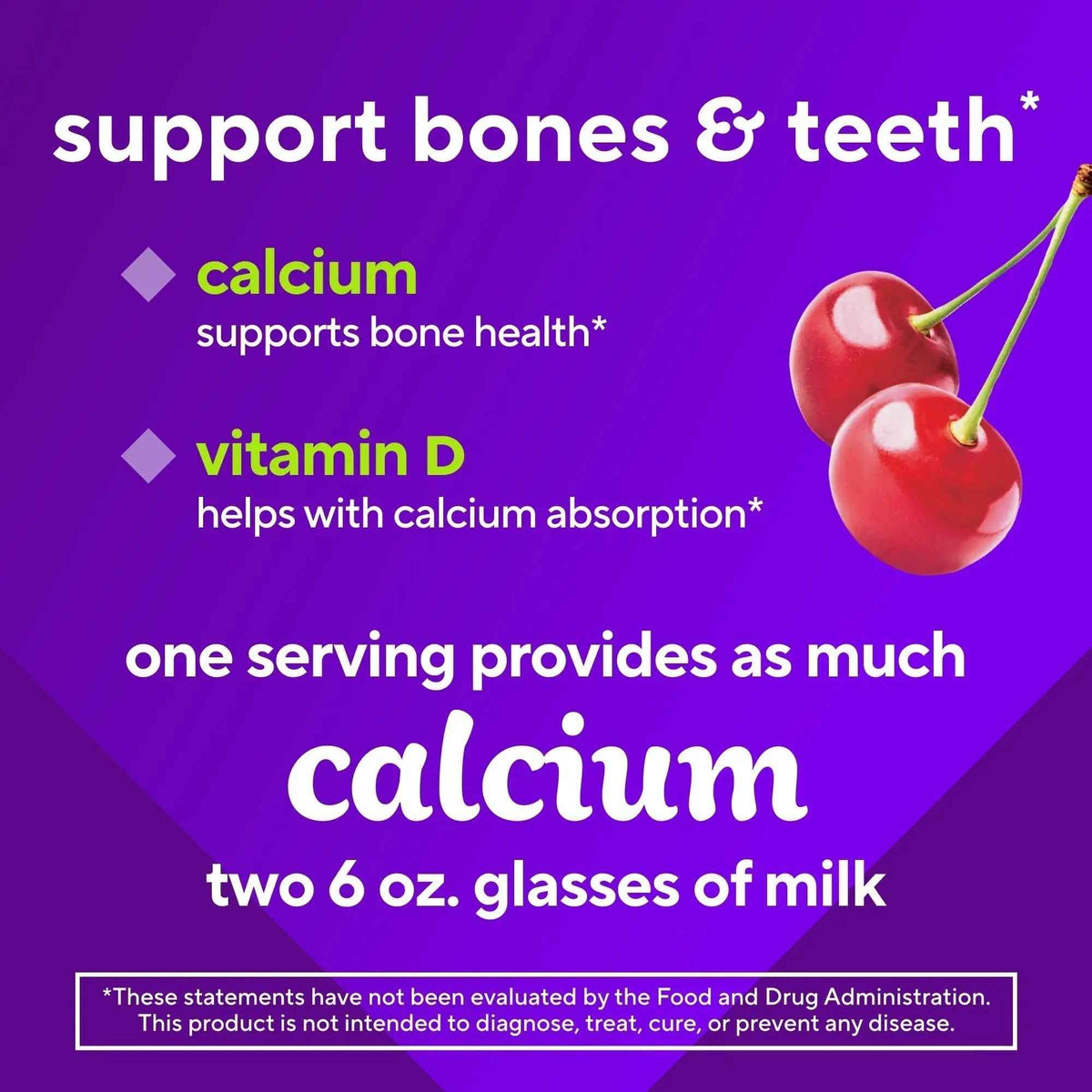 vitafusion Chewable Calcium Gummy Vitamins for Bone and Teeth Support, Calcium Gummies, Fruit and Cream Flavor, 100 Count, 50 Day Supply