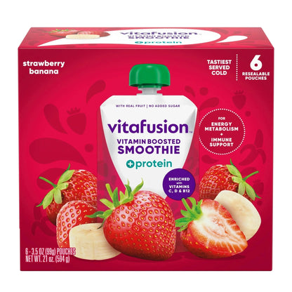 vitafusion Vitamin-Boosted Smoothie +Protein for Energy Metabolism and Immune Support, Strawberry Banana Flavor Excellent Source - PrimeBioHealth - canada supplements