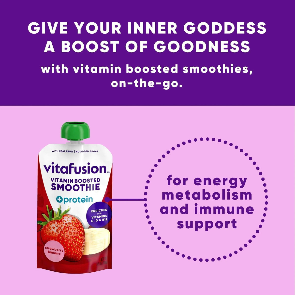 vitafusion Vitamin-Boosted Smoothie +Protein for Energy Metabolism and Immune Support, Strawberry Banana Flavor Excellent Source - PrimeBioHealth - canada supplements