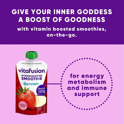 vitafusion Vitamin-Boosted Smoothie +Protein for Energy Metabolism and Immune Support, Strawberry Banana Flavor Excellent Source - PrimeBioHealth - canada supplements