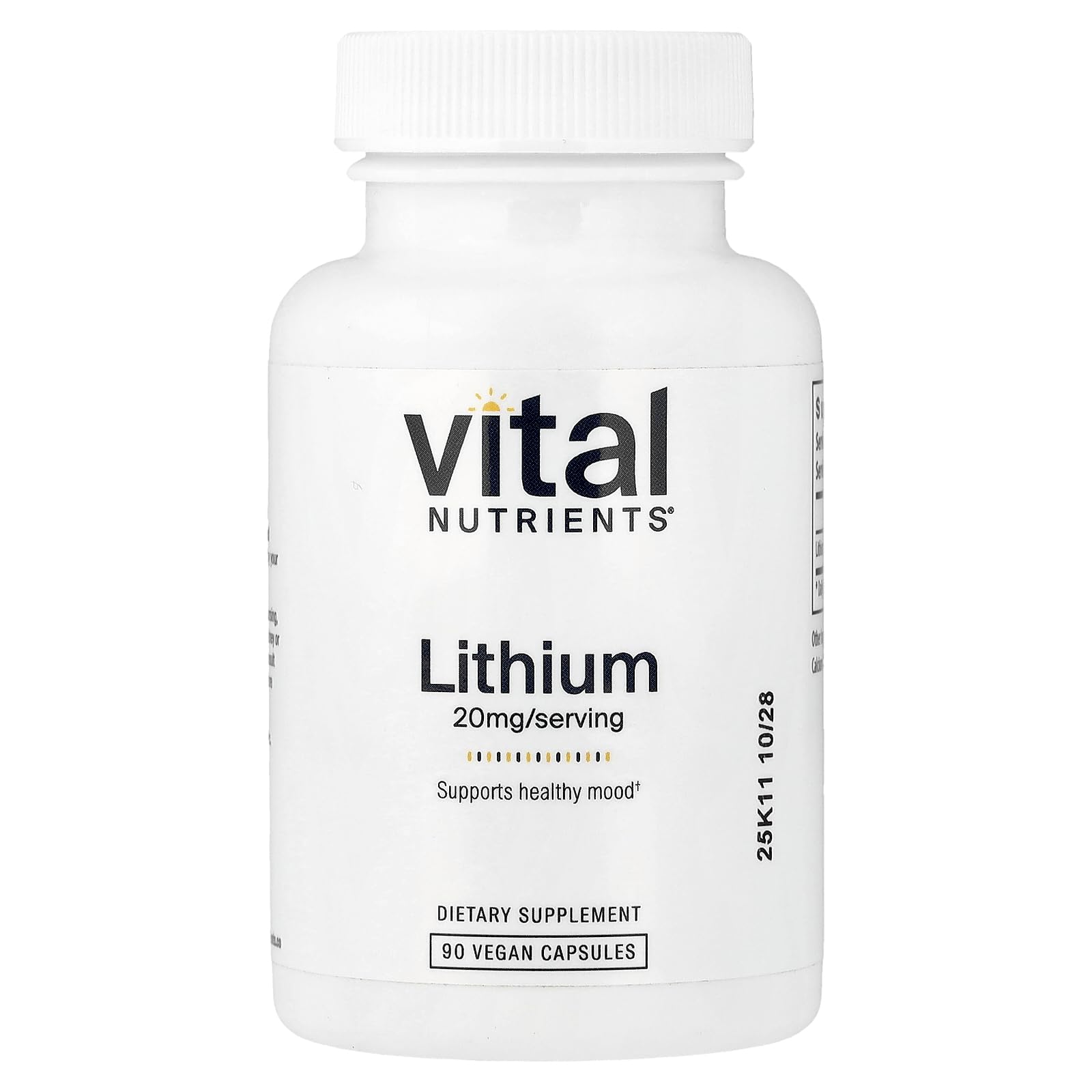 Vital Nutrients Lithium Orotate - Vegan Lithium Supplements for Memory, State of Mind, and Behavioral Health* - 20mg - Gluten, Dairy, Soy Free - 90 Capsules - PrimeBioHealth - canada supplements