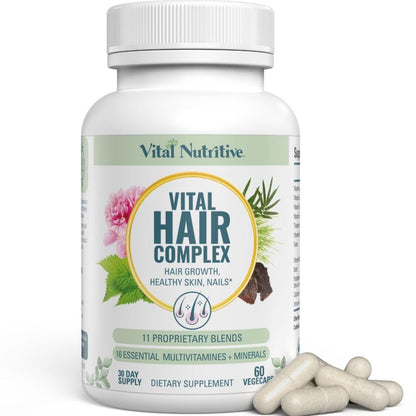 VITAL NUTRITIVE Vital Hair Complex – Biotin & Vitamin B Hair Vitamins for Women & Men – Supports Healthy Hair, Skin & Nails – Hormone-Free, Gluten-Free - PrimeBioHealth - canada supplements