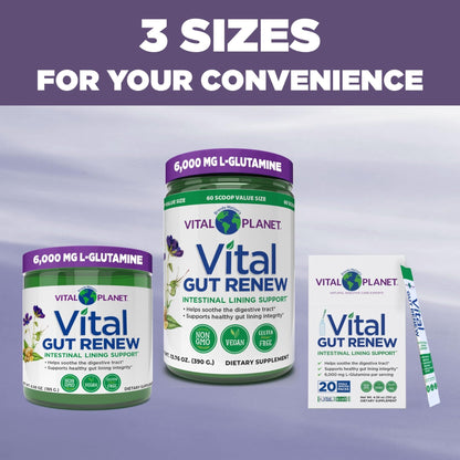 Vital Planet - Vital Gut Renew Powder Supplement for Leaky Gut Repair with L-Glutamine, Marshmallow and Ginger Root, DGL Licorice Root and Organic - PrimeBioHealth - canada supplements