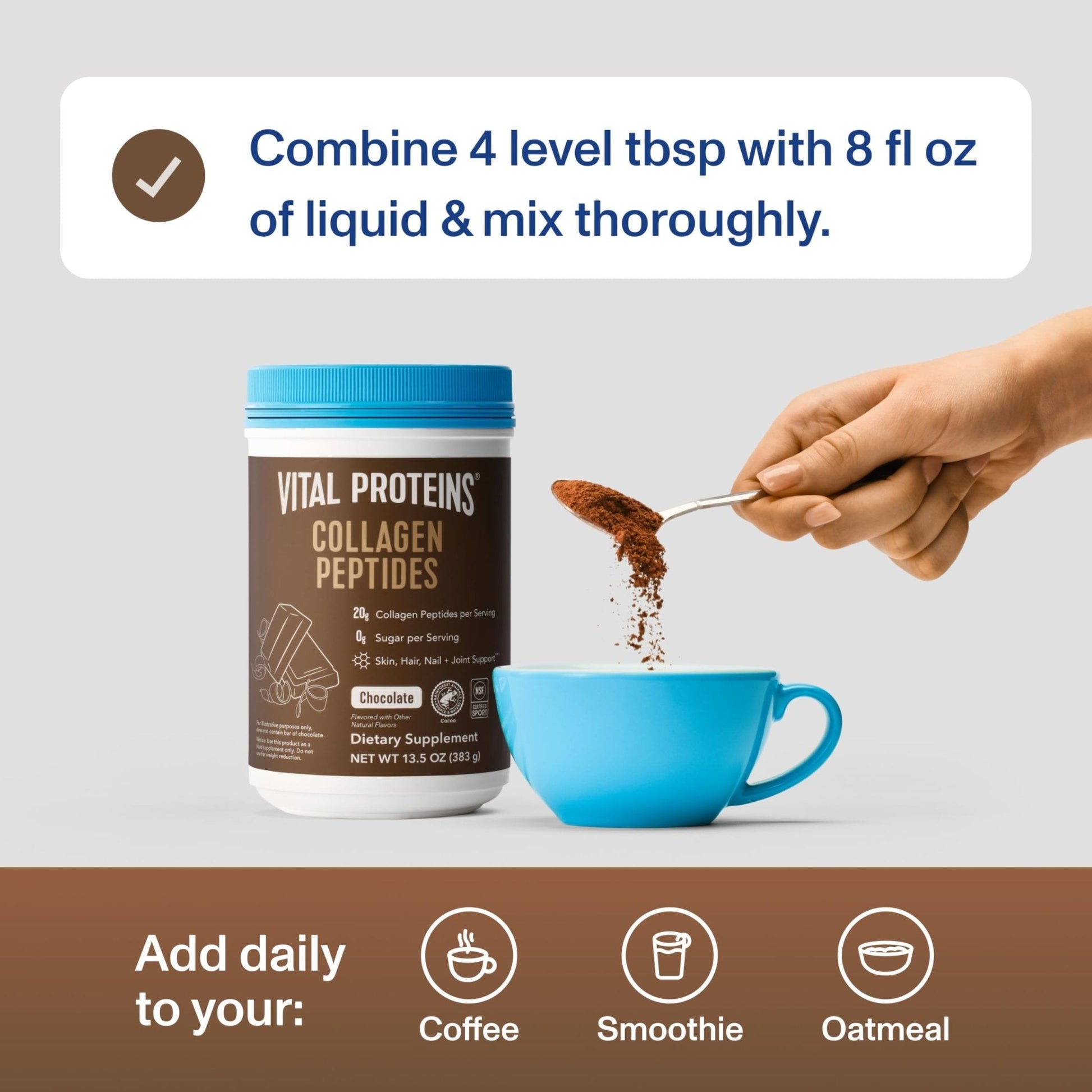 Vital Proteins Collagen Peptides Powder - Chocolate Powder for Hair, Nail, Skin, Bone & Joint Health, 13.5oz - PrimeBioHealth - canada supplements