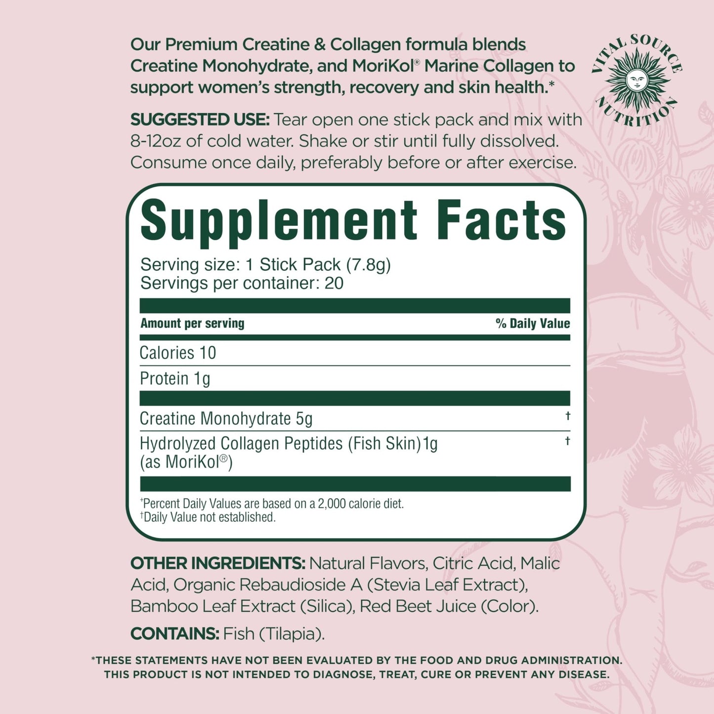 Vital Source Nutrition - Flexi - Creatine & Collagen Stick Packs - 5g Creatine Monohydrate + 1g MoriKol Collagen -Supports Strength, Recovery & Skin Health -20 Servings - PrimeBioHealth - canada supplements