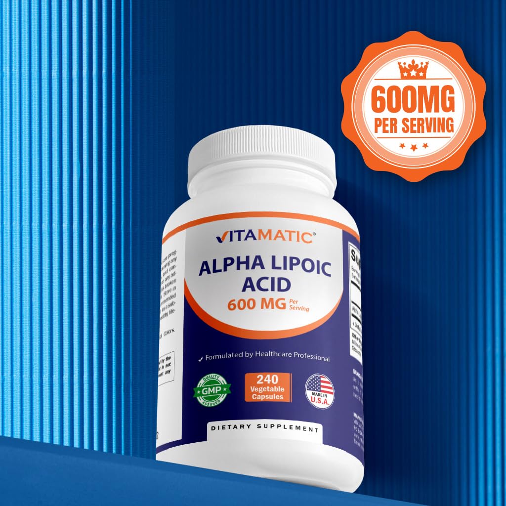 Vitamatic Alpha Lipoic Acid (ALA) 600mg Per Serving - 240 Vegetable Capsules - 120 Servings - Non-GMO & Gluten Free - PrimeBioHealth - canada supplements