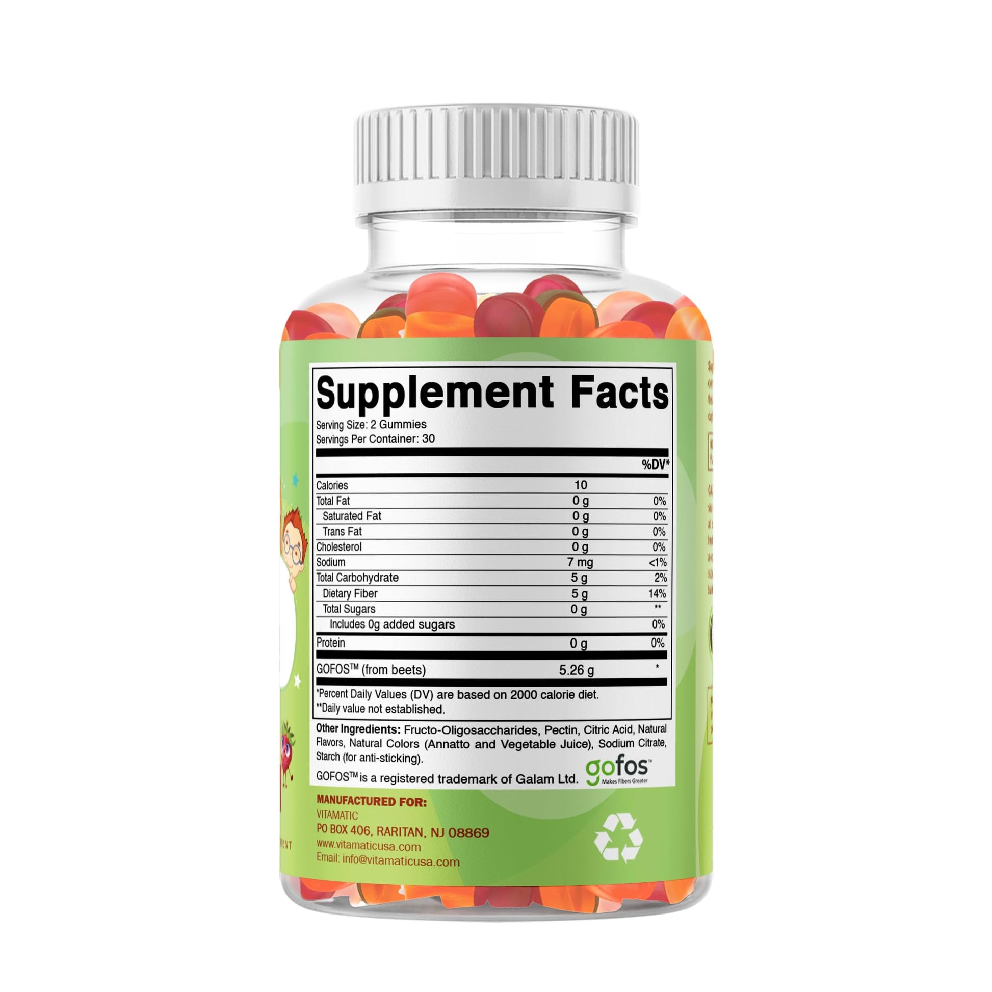 Vitamatic Kids Prebiotic Fiber Gummies – Extra Strength 4g Fiber – Zero Sugar Added – 60 Pectin-Based Gummies – Digestive Health & Regularity Support - PrimeBioHealth - canada supplements