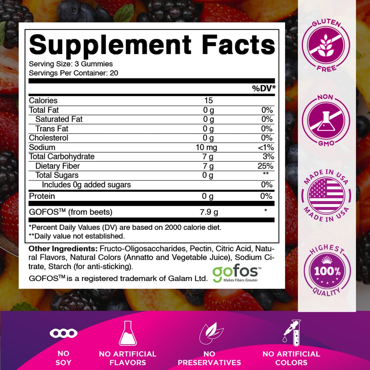 Vitamatic Prebiotic Fiber Gummies for Adults – 2 Pack (Total 120 Gummies) 7g Fiber per Serving | Extra Strength | Zero Sugar Added | Pectin-Based - PrimeBioHealth - canada supplements