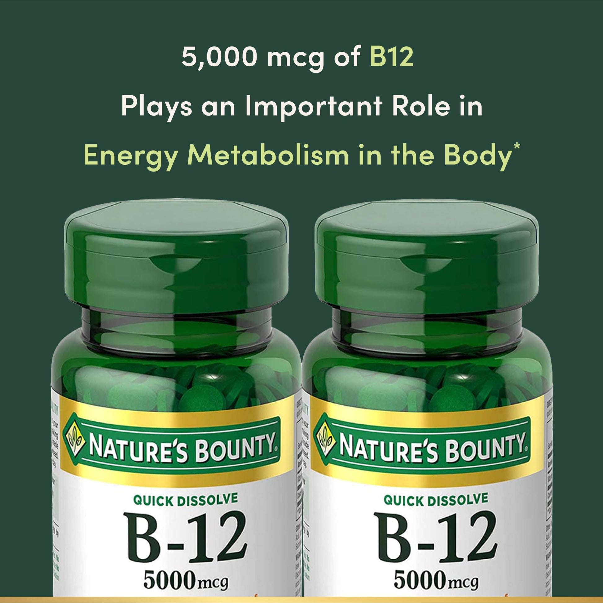 Vitamin B12 by Nature's Bounty, Quick Dissolve Vitamin Supplement, Supports Energy Metabolism and Nervous System Health, 5000mcg - PrimeBioHealth - canada supplements
