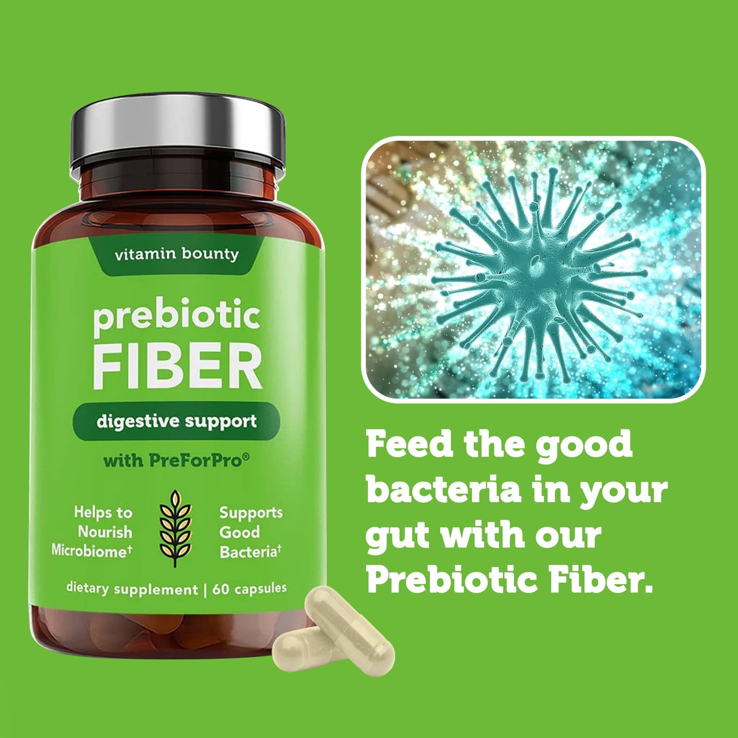 Vitamin Bounty Prebiotic Capsules - PreforPro® Prebiotics Supplement for Women & Men Digestive Health & Advanced Gut Health – No Fiber, No Bloating - PrimeBioHealth - canada supplements
