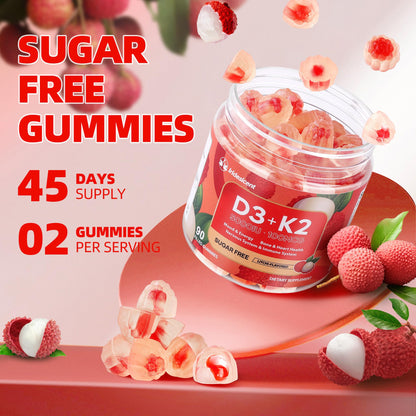 Vitamin D3 K2 Gummies w/Magnesium Sugar Free - 90 Count | D3 Vitamin 5,000 IU + K2(MK-7) 100 mcg - Vegan K2 D3 Vitamin Supplement, Highly Absorbent Supports Bone - PrimeBioHealth - canada supplements