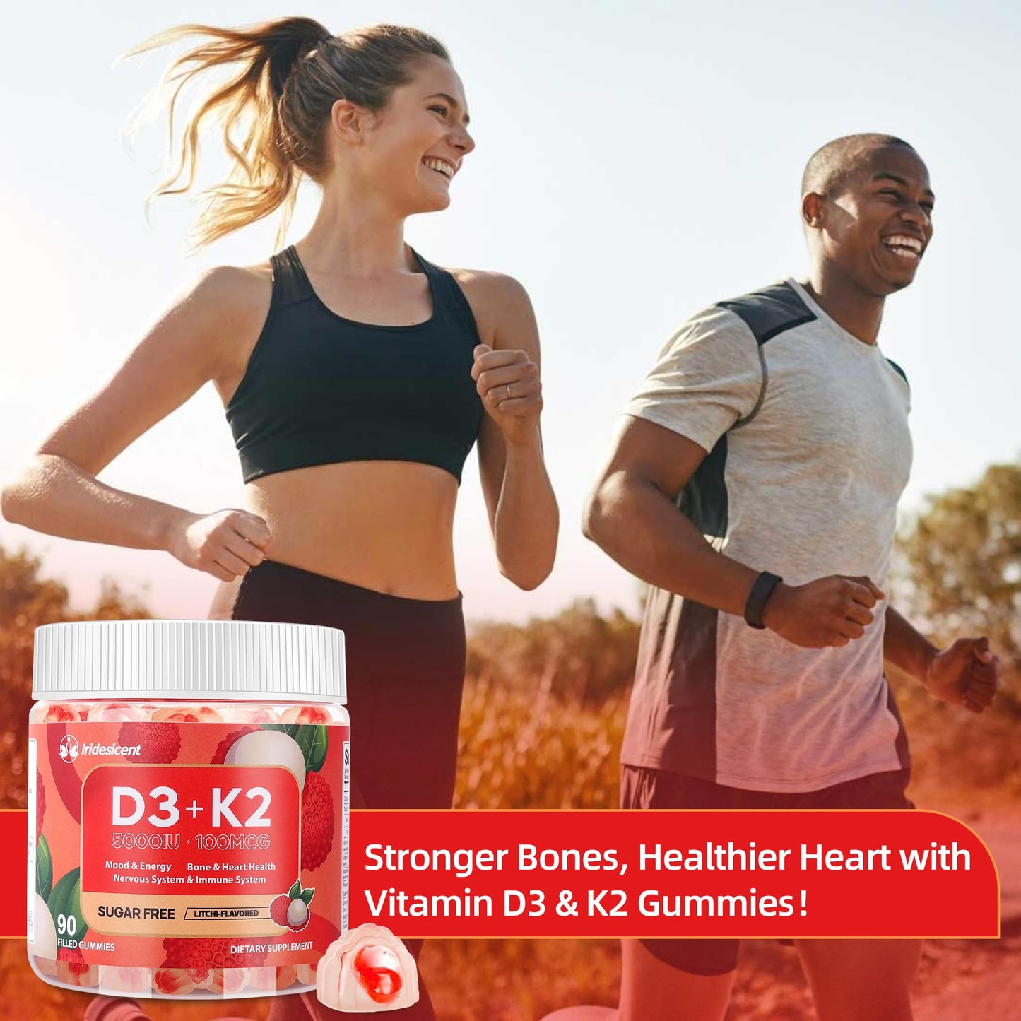 Vitamin D3 K2 Gummies w/Magnesium Sugar Free - 90 Count | D3 Vitamin 5,000 IU + K2(MK-7) 100 mcg - Vegan K2 D3 Vitamin Supplement, Highly Absorbent Supports Bone - PrimeBioHealth - canada supplements