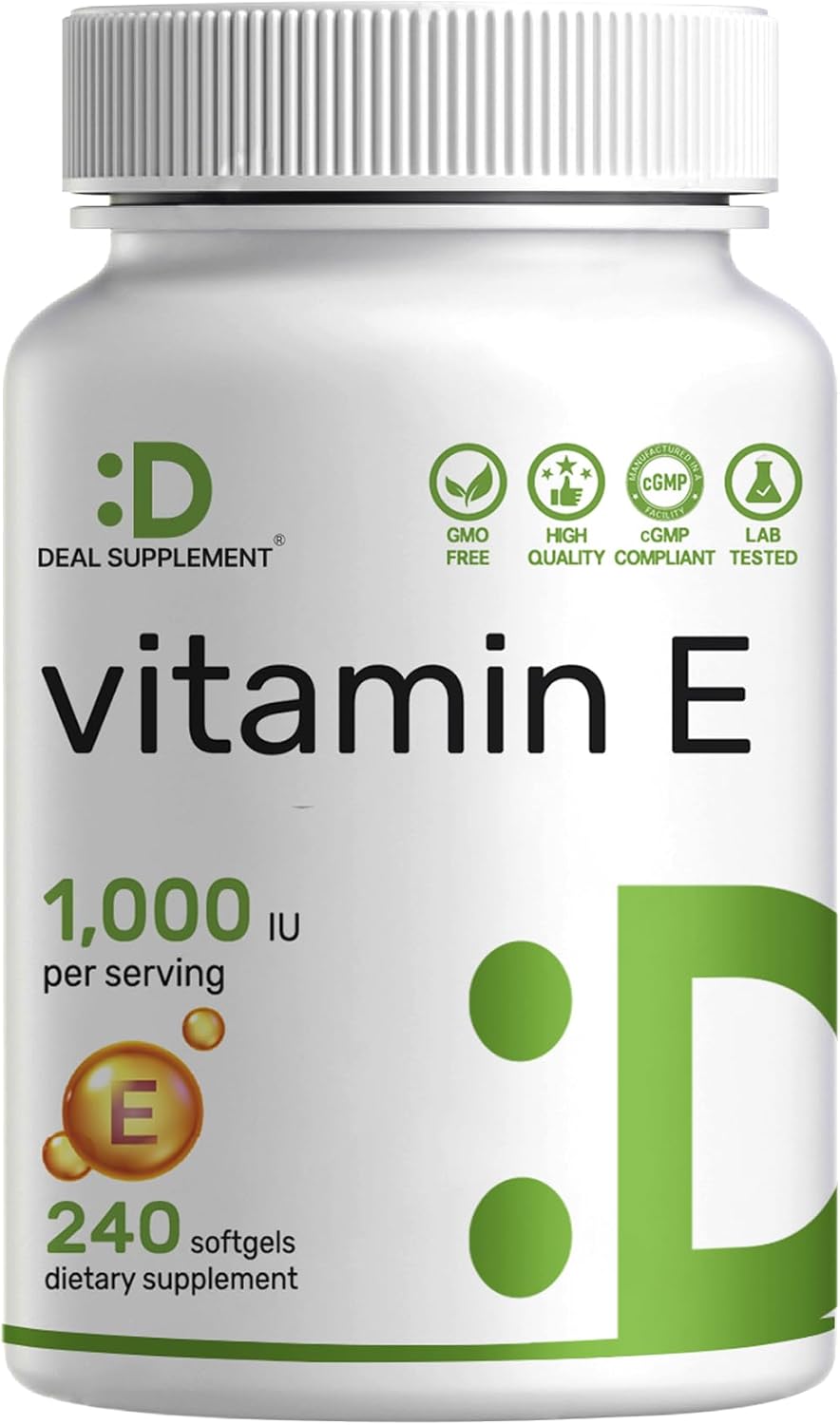 Vitamin E Supplements, 1,000 IU Per Serving, 240 Softgels – Extra Strength Antioxidant Protection – Bioavailable Stable Form – Skin, Heart, Brain, & Immune Support – Non-GMO - PrimeBioHealth - canada supplements