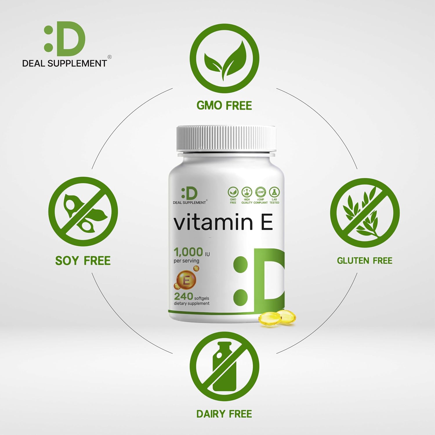 Vitamin E Supplements, 1,000 IU Per Serving, 240 Softgels – Extra Strength Antioxidant Protection – Bioavailable Stable Form – Skin, Heart, Brain, & Immune Support – Non-GMO - PrimeBioHealth - canada supplements