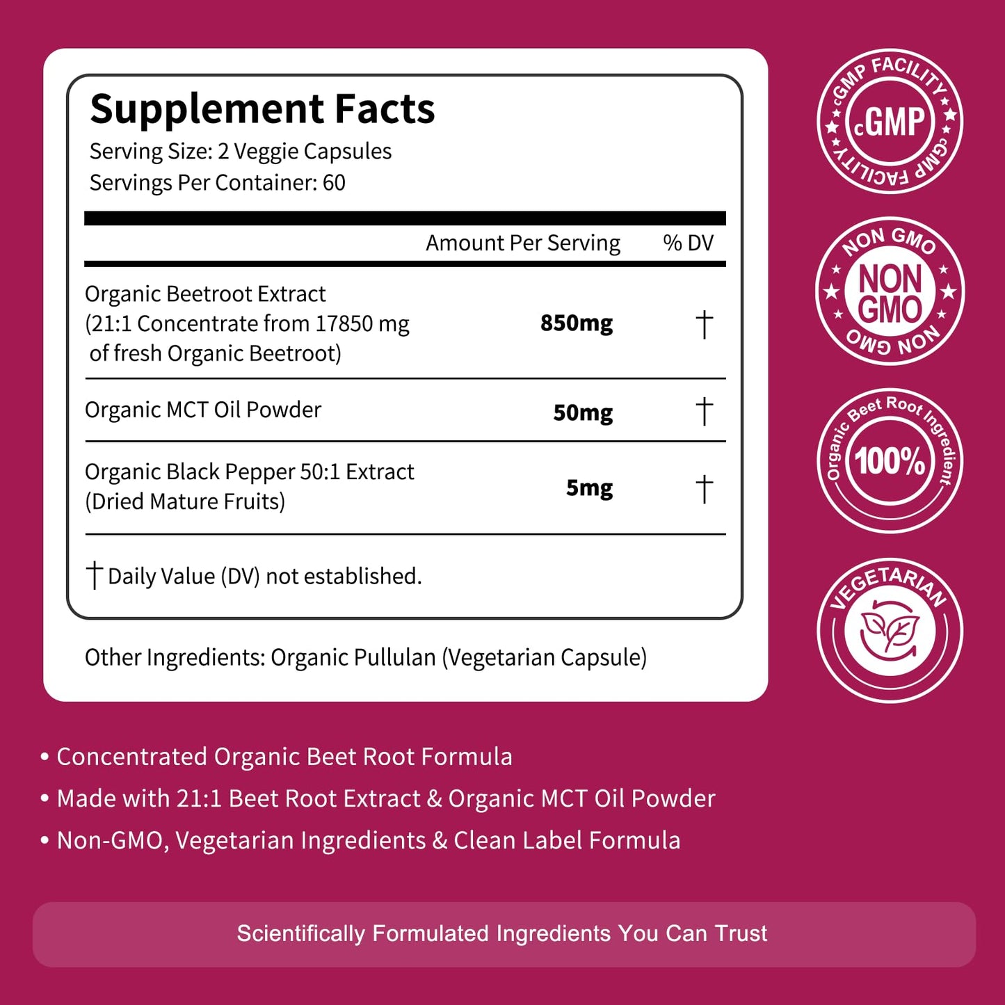 Vitarevive Organic Beet Root Capsules with Beetroot Extract 17850mg 21:1 Concentrated Beetroot Supplement Supports Circulation and Nitric Oxide - PrimeBioHealth - canada supplements