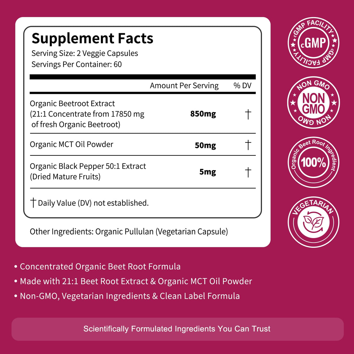 Vitarevive Organic Beet Root Capsules with Beetroot Extract 17850mg 21:1 Concentrated Beetroot Supplement Supports Circulation and Nitric Oxide - PrimeBioHealth - canada supplements