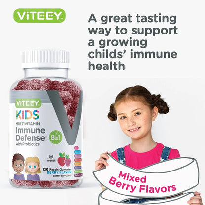 Viteey Kids Multivitamin Gummies with Probiotics - 8-1 Kids Vitamins for Immune Health Support with Vitamin C, D3, B12, B6 - PrimeBioHealth - canada supplements