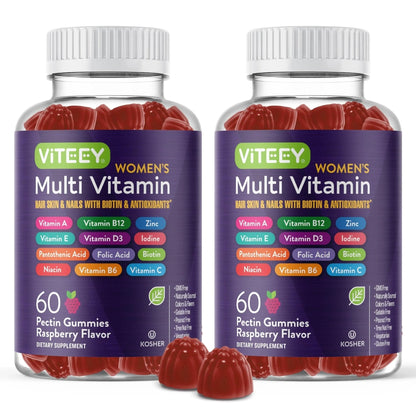 Viteey Womens Multivitamin Gummies - Immune Support - 12 in 1 Essential Vitamins & Minerals - Vitamin A, C, D3, E, B6, B12, Folic Acid, Biotin, Calcium - PrimeBioHealth - canada supplements