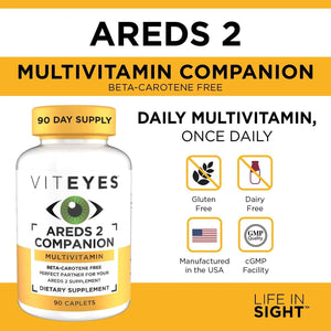 Viteyes Classic AREDS 2 Companion Beta-Carotene Free Multivitamin Supplement, Comprehensive Multivitamin Formula