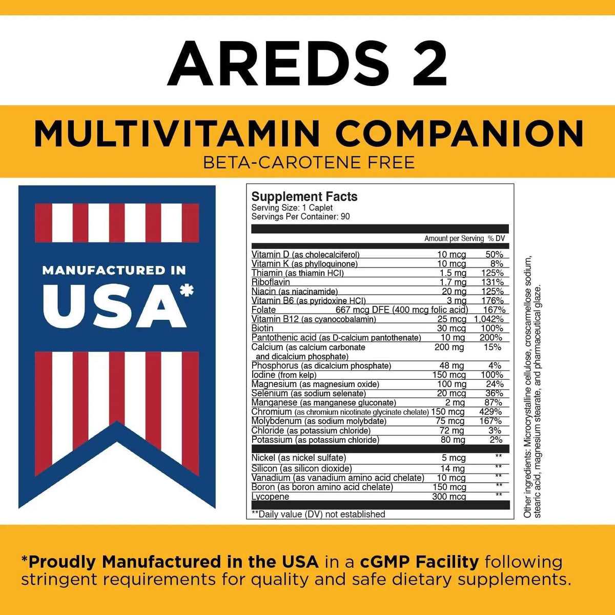 Viteyes Classic AREDS 2 Companion Beta-Carotene Free Multivitamin Supplement, Comprehensive Multivitamin Formula