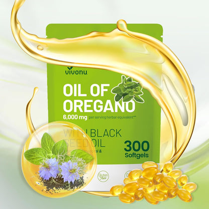 VivoNu Oil of Oregano with Black Seed Oil, Balanced Oil of Oregano Capsules, 300 Count Organic OreganoOil Softgels - PrimeBioHealth - canada supplements
